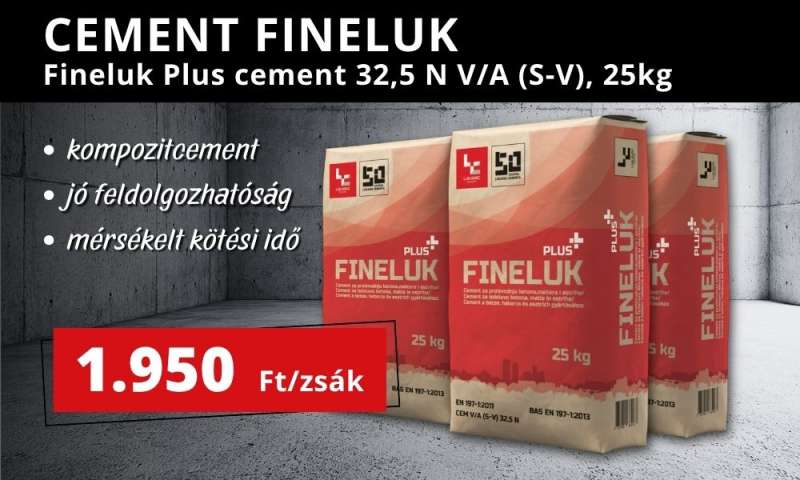 Fineluk Plus cement üllői telepi akció 