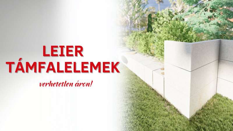 Leier kerti támfalelem szürke színben – készletről azonnal!