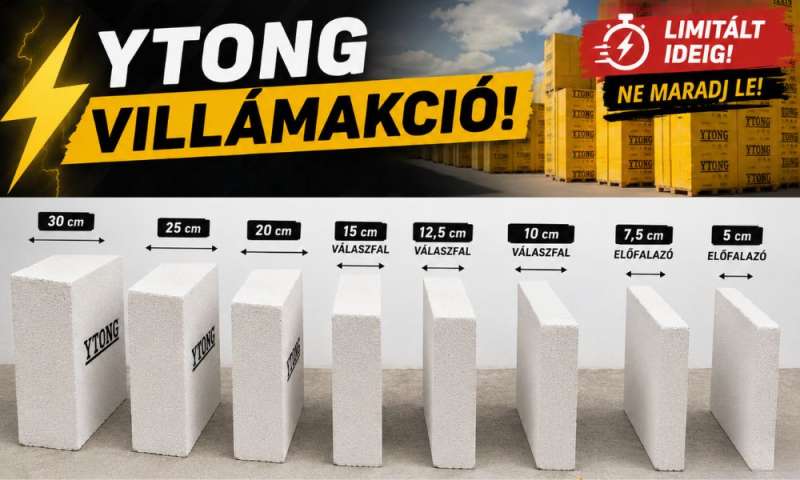 Ytong villámakció - Falazóblokkok és válaszfallapok kedvező áron csak július 10-ig!